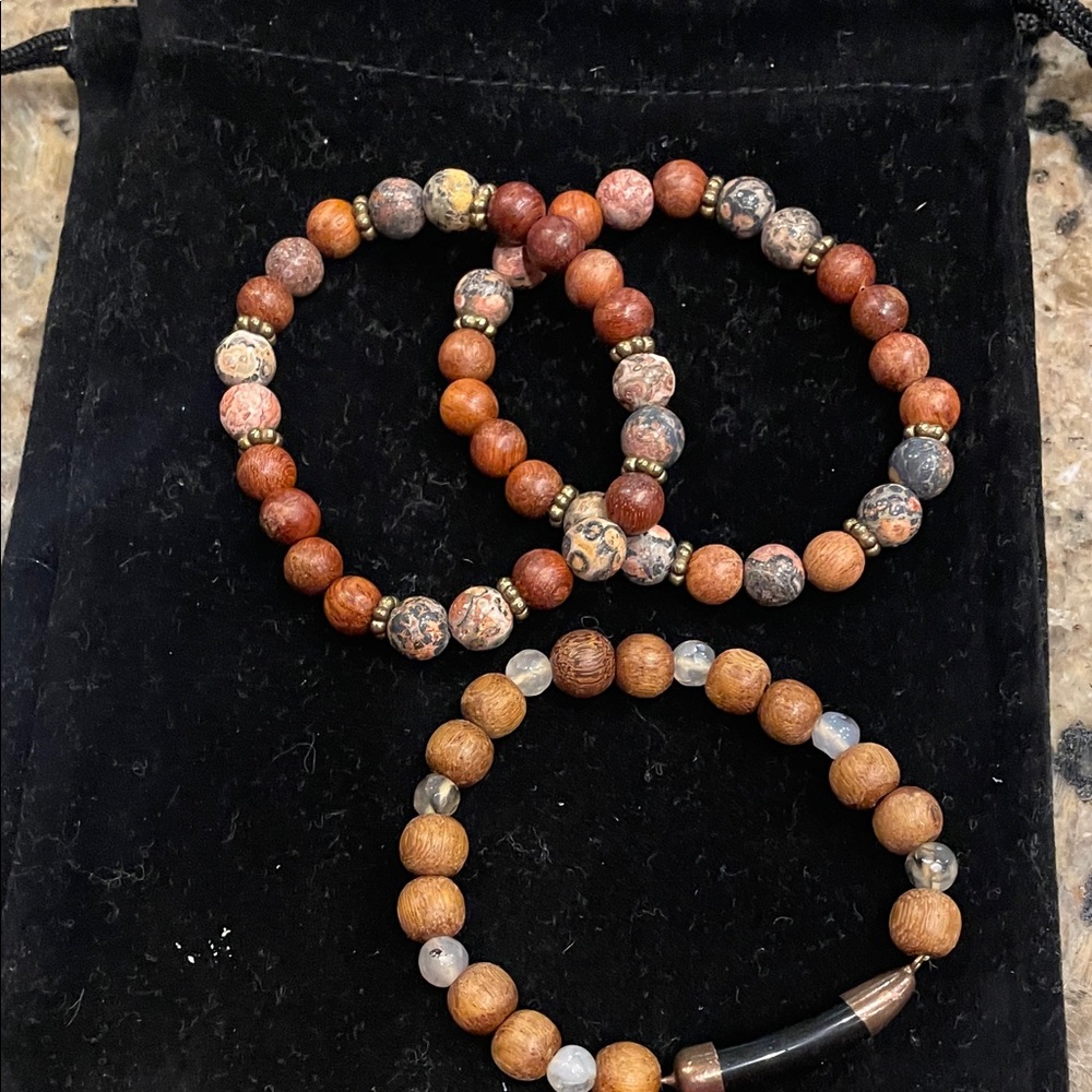 Elegant Beaded Bracelet Set - Brown and Black